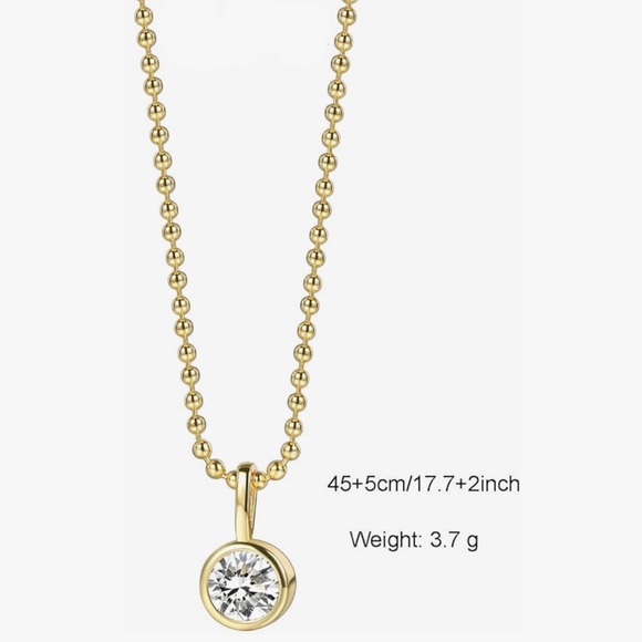 NEW 14K Gold Plated CZ Solitaire Necklace - Picture 4 of 6